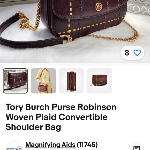 Tory Burch purse Robinson woven plaid convertible shoulder bag - Picture 6 of 6